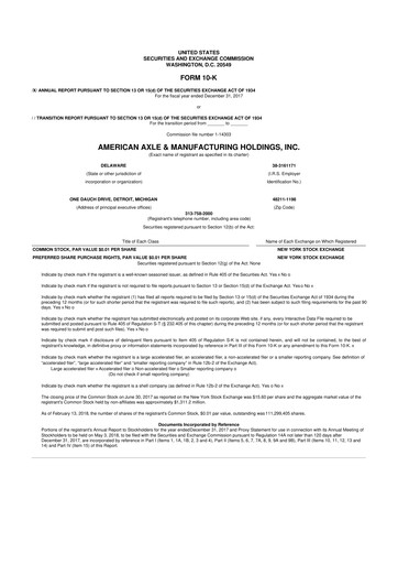 Thumbnail American Axle & Manufacturing 10-K Annual Report 2017