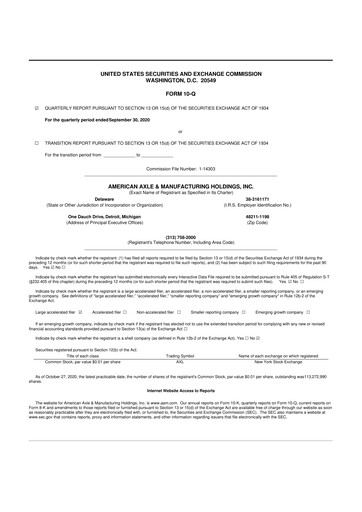 Thumbnail American Axle & Manufacturing 10-Q Quarterly Report FY2020 