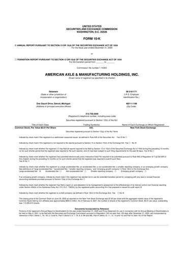 Thumbnail American Axle & Manufacturing 10-K Annual Report 2020