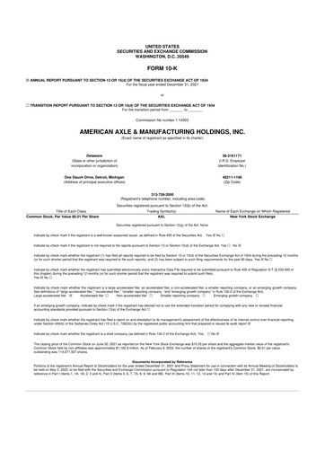 Thumbnail American Axle & Manufacturing 10-K Annual Report 2021