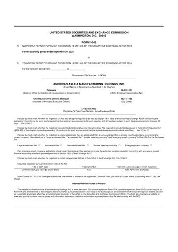 Thumbnail American Axle & Manufacturing 10-Q Quarterly Report FY2023 