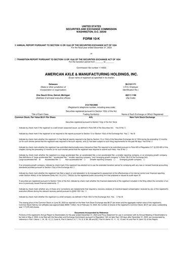 Thumbnail American Axle & Manufacturing 10-K Annual Report 2023