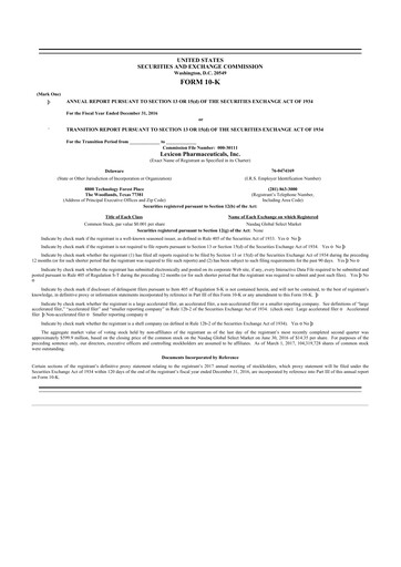 Thumbnail Lexicon Pharmaceuticals
 10-K Annual Report 2016