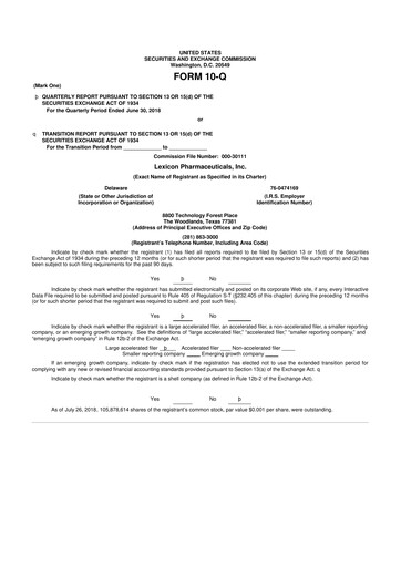 Thumbnail Lexicon Pharmaceuticals
 10-Q Quarterly Report FY 