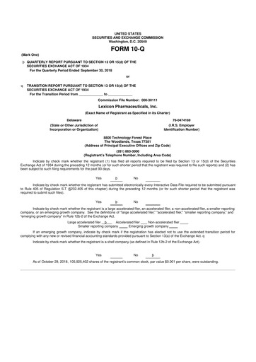 Thumbnail Lexicon Pharmaceuticals
 10-Q Quarterly Report FY 