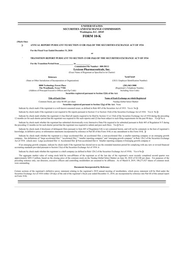 Thumbnail Lexicon Pharmaceuticals
 10-K Annual Report 2018