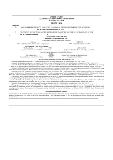 Thumbnail Lexicon Pharmaceuticals
 10-K Annual Report 2019