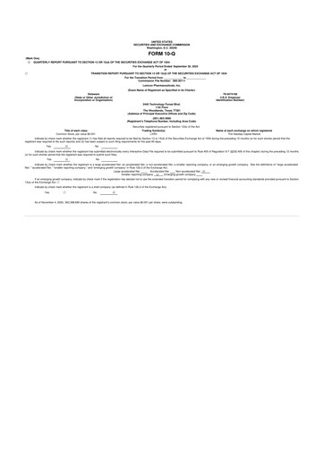 Thumbnail Lexicon Pharmaceuticals
 10-Q Quarterly Report FY 