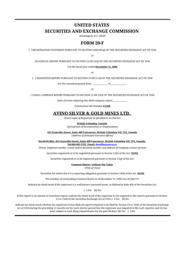 Thumbnail Avino Silver & Gold Mines
 20-F Annual Report 