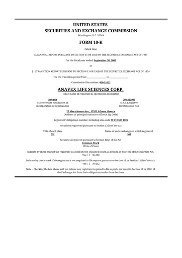 Thumbnail Anavex Life Sciences
 10-K Annual Report 