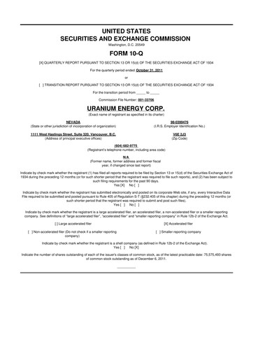 Thumbnail Uranium Energy
 10-Q Quarterly Report FY2012 