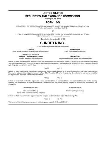 Thumbnail SunOpta 10-Q Quarterly Report FY 