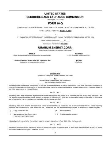 Thumbnail Uranium Energy
 10-Q Quarterly Report FY2013 