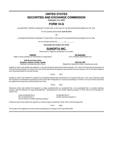 Thumbnail SunOpta 10-Q Quarterly Report FY2013 