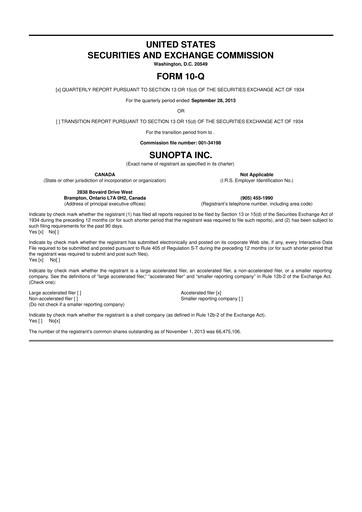 Thumbnail SunOpta 10-Q Quarterly Report FY2013 