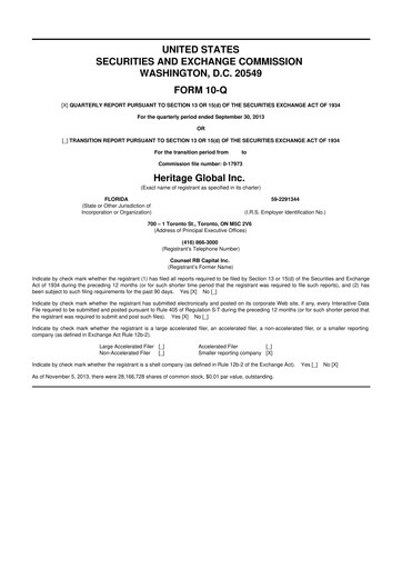 Thumbnail Heritage Global 10-Q Quarterly Report FY2013 