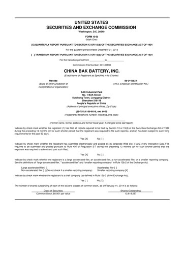 Thumbnail CBAK Energy Technology 10-Q Quarterly Report FY2014 