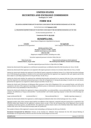 Thumbnail SunOpta 10-K Annual Report 2015