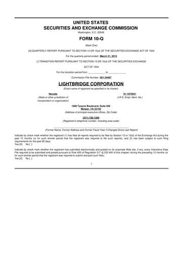 Vorschaubild Lightbridge Corporation 10-Q Quartalsbericht 2015 