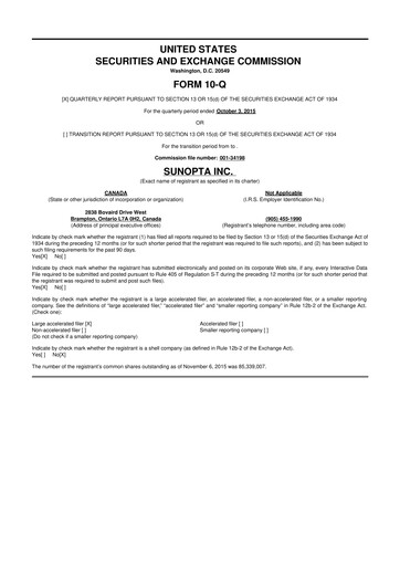 Thumbnail SunOpta 10-Q Quarterly Report FY2016 