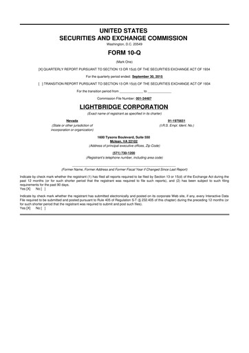 Vorschaubild Lightbridge Corporation 10-Q Quartalsbericht 2015 