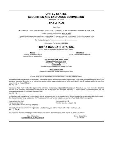 Thumbnail CBAK Energy Technology 10-Q Quarterly Report FY2016 