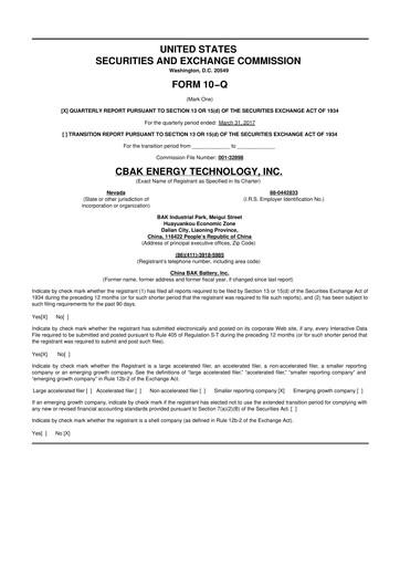 Thumbnail CBAK Energy Technology 10-Q Quarterly Report FY2017 