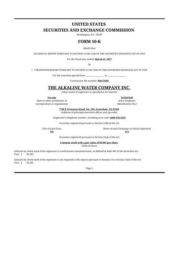 Thumbnail Alkaline Water Company 10-K Annual Report 2017