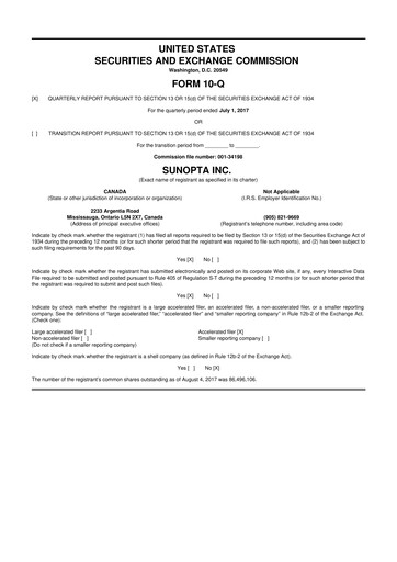 Thumbnail SunOpta 10-Q Quarterly Report FY2017 