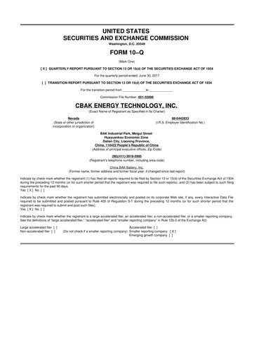 Thumbnail CBAK Energy Technology 10-Q Quarterly Report FY2017 
