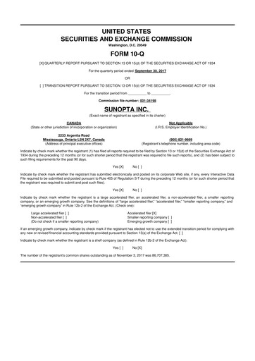 Thumbnail SunOpta 10-Q Quarterly Report FY2017 