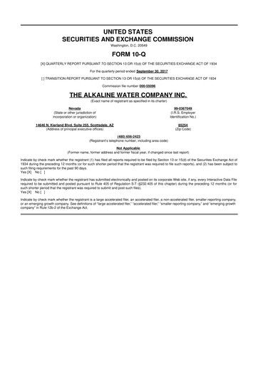 Thumbnail Alkaline Water Company 10-Q Quarterly Report FY2018 