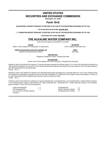 Thumbnail Alkaline Water Company 10-Q Quarterly Report FY2018 