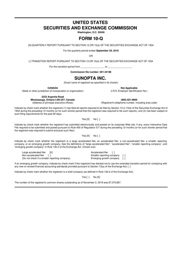 Thumbnail SunOpta 10-Q Quarterly Report FY2018 