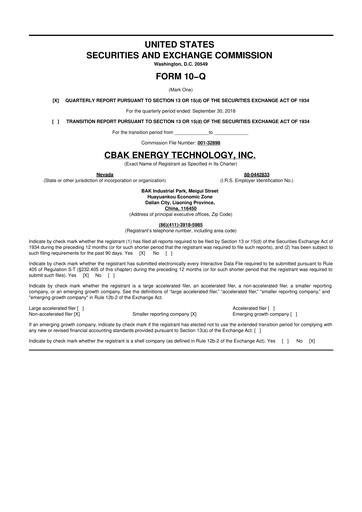 Thumbnail CBAK Energy Technology 10-Q Quarterly Report FY2018 