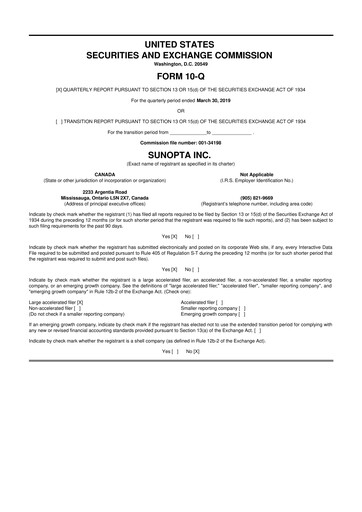 Thumbnail SunOpta 10-Q Quarterly Report FY2019 