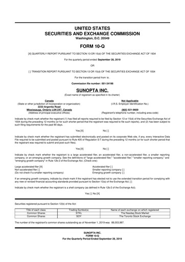 Thumbnail SunOpta 10-Q Quarterly Report FY2019 