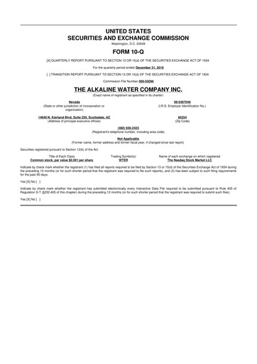 Thumbnail Alkaline Water Company 10-Q Quarterly Report FY2020 