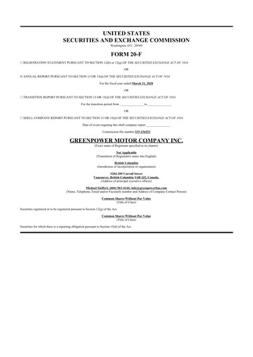 Thumbnail GreenPower Motor Company 20-F Annual Report 