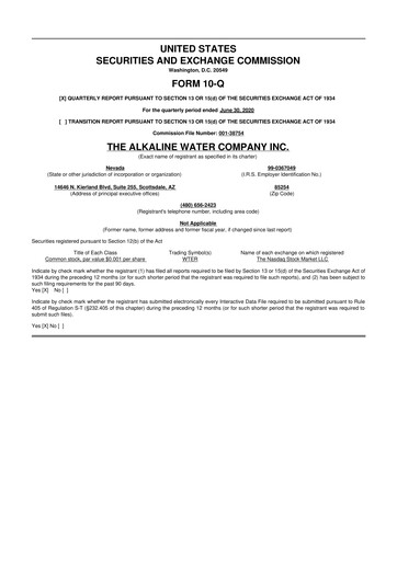 Thumbnail Alkaline Water Company 10-Q Quarterly Report FY2021 