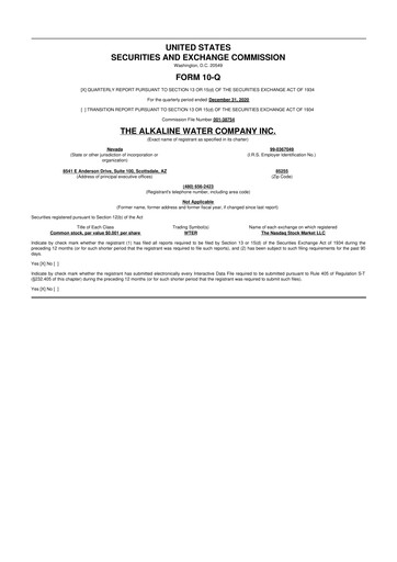 Thumbnail Alkaline Water Company 10-Q Quarterly Report FY2021 