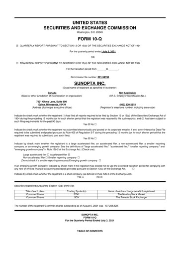 Thumbnail SunOpta 10-Q Quarterly Report FY2021 