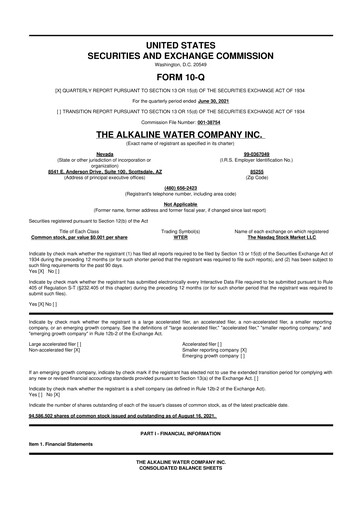 Thumbnail Alkaline Water Company 10-Q Quarterly Report FY2022 