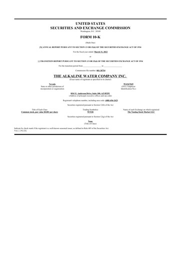 Thumbnail Alkaline Water Company 10-K Annual Report 2022