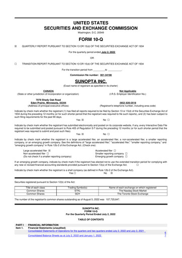Thumbnail SunOpta 10-Q Quarterly Report FY2022 