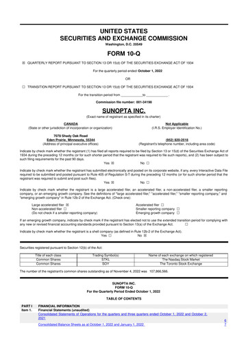 Thumbnail SunOpta 10-Q Quarterly Report FY2022 