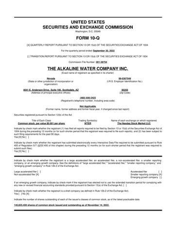 Thumbnail Alkaline Water Company 10-Q Quarterly Report FY2023 