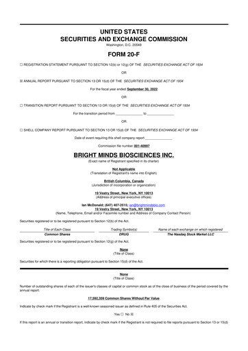 Thumbnail Bright Minds Biosciences 20-F Annual Report 