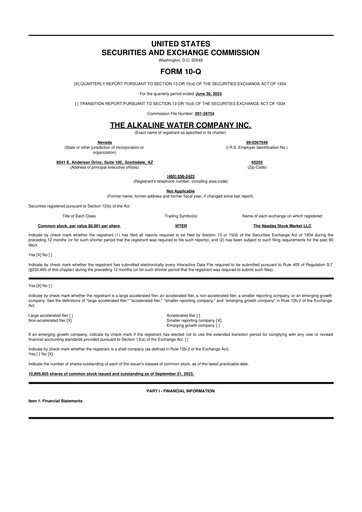 Thumbnail Alkaline Water Company 10-Q Quarterly Report FY2023 