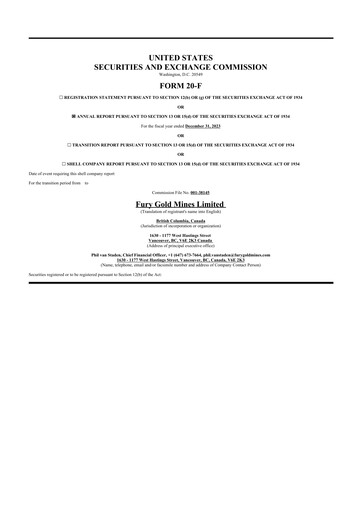 Thumbnail Fury Gold Mines 20-F Annual Report 2023